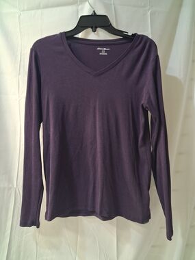 Eddie Bauer Long-Sleeve V-Neck Tee in Deep Plum